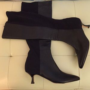 Van Eli Black Leather Kitten Heel Boots 8.5N